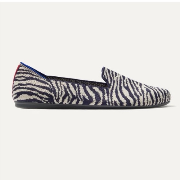Rothy's The Almond Loafer Zebra Print Navy Blue & White Size 6 - Picture 4 of 15